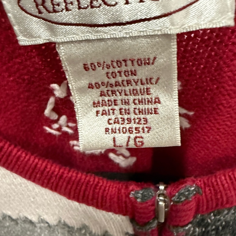 Northern Reflections Red and Gray Patchwork Cardigan - Picture 3 of 4